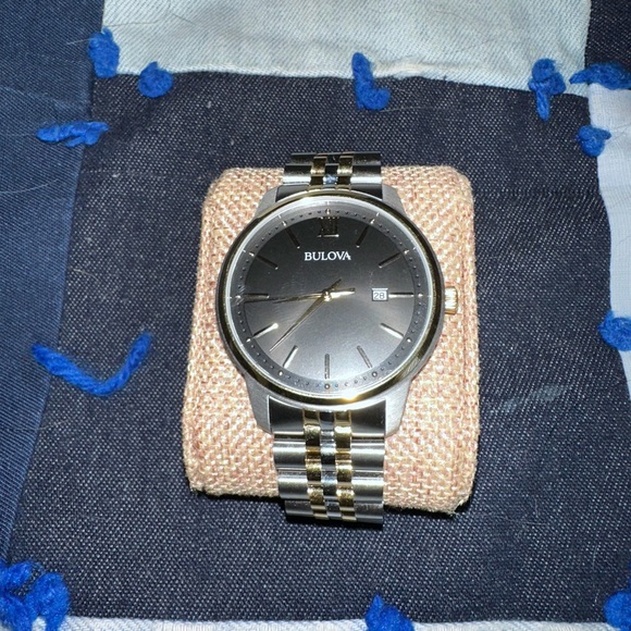 Bulova Black Dial Two-Tone Watch